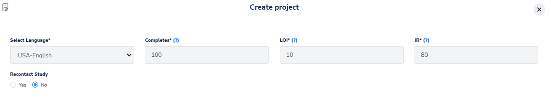 create project button