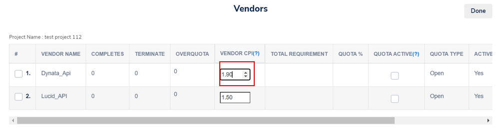 Vendor cpi